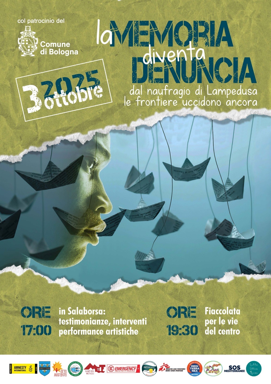 Bologna fa memoria del naufragio del 3 ottobre a Lampedusa: “Ricordare per rinnovare l’appello a proteggere vita e dignità umana”